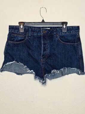 Free People Distressed Dark Denim Cutoff Women's Shorts, Size 31